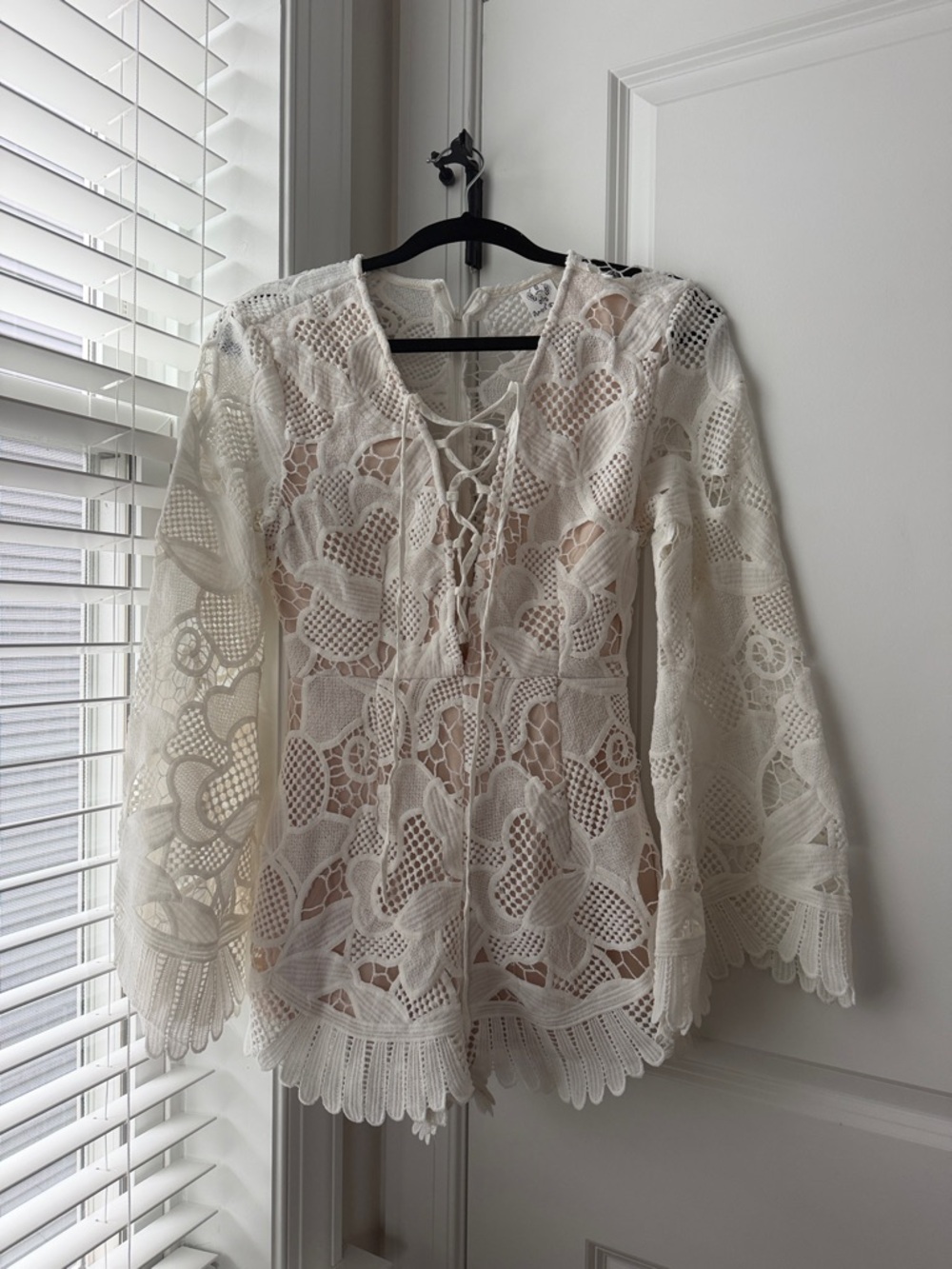 Angel Biba Cream Crochet Peasant Top